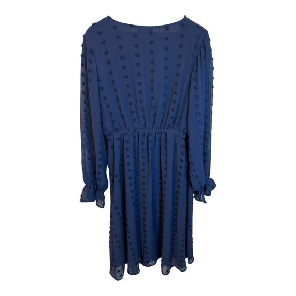 Baltic Born Paisley Swiss Dot Navy Blue Size Large V-Neck Midi Dress - Picture 5 of 9